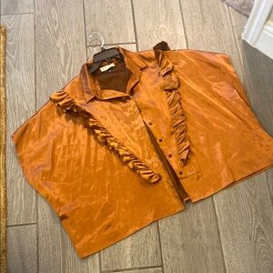 Women's Orange Ruffled Top
